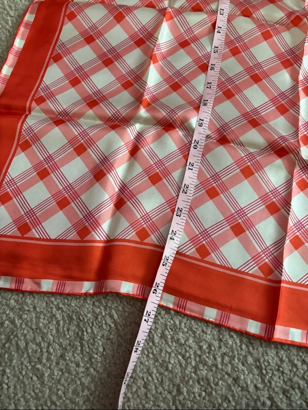 Echo Red and Pink Plaid Silk Square Scarf